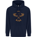 Rising Pheonix Motivational Message Quote Childrens Kids Hoodie Navy Blue