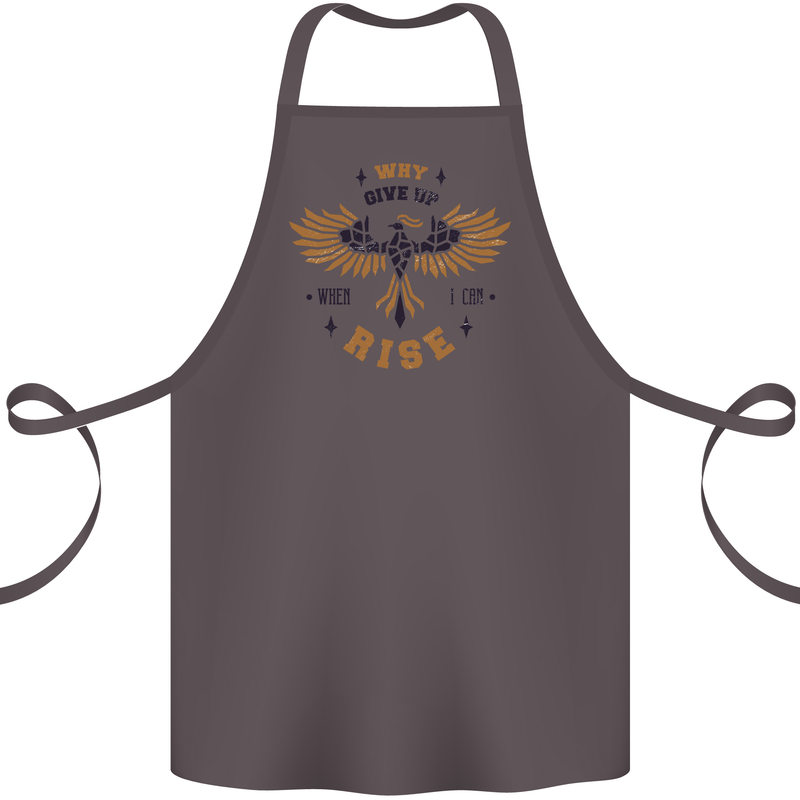 Rising Pheonix Motivational Message Quote Cotton Apron 100% Organic Dark Grey