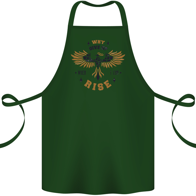 Rising Pheonix Motivational Message Quote Cotton Apron 100% Organic Forest Green