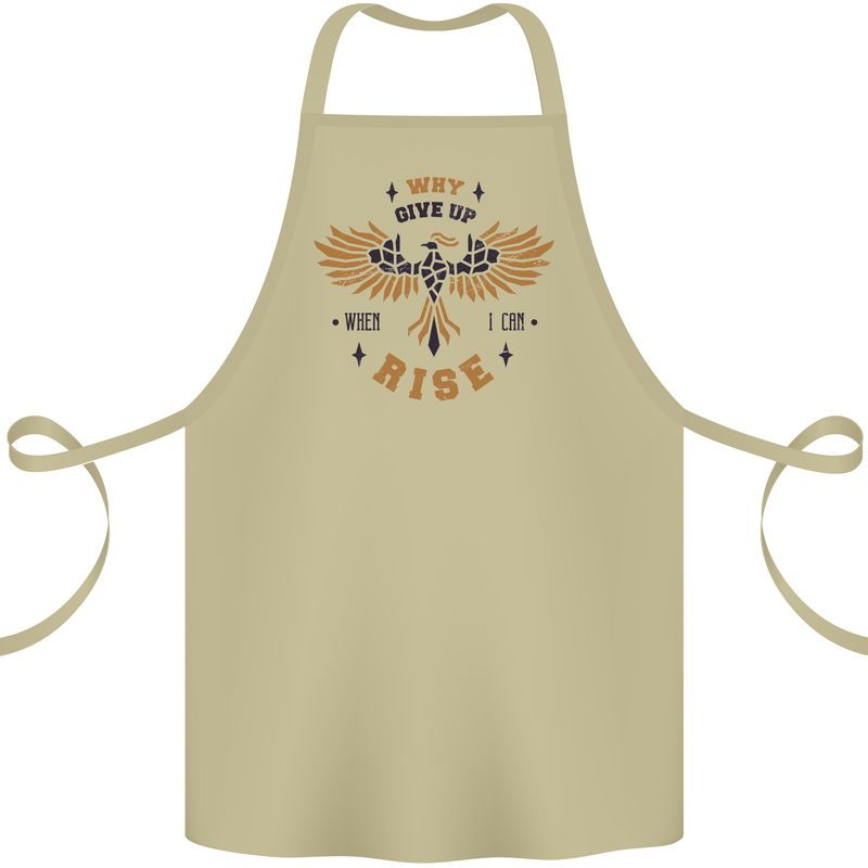 Rising Pheonix Motivational Message Quote Cotton Apron 100% Organic Khaki