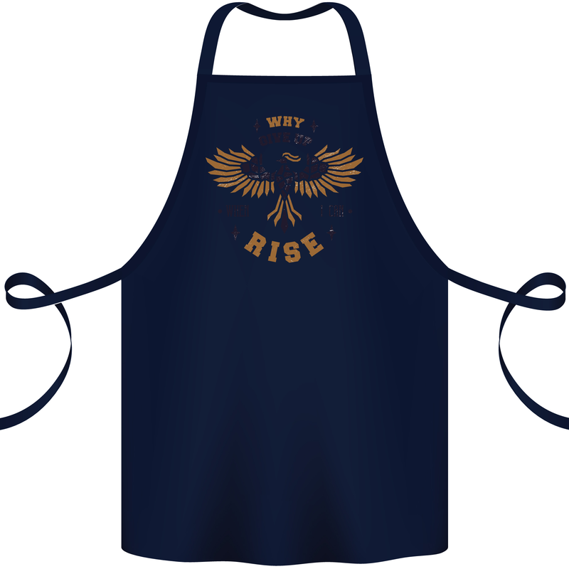 Rising Pheonix Motivational Message Quote Cotton Apron 100% Organic Navy Blue