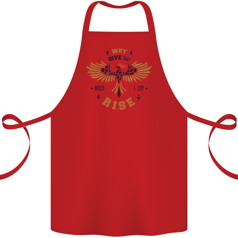 Rising Pheonix Motivational Message Quote Cotton Apron 100% Organic Red