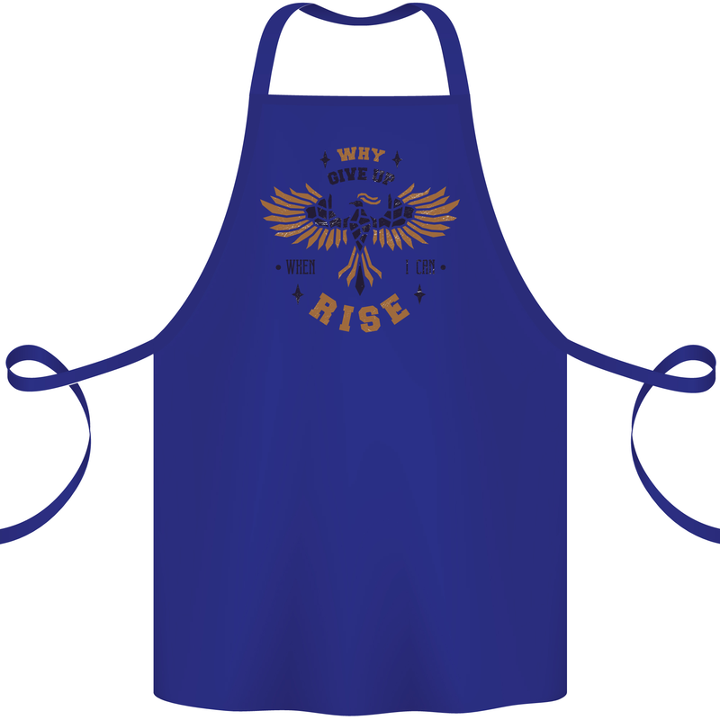 Rising Pheonix Motivational Message Quote Cotton Apron 100% Organic Royal Blue