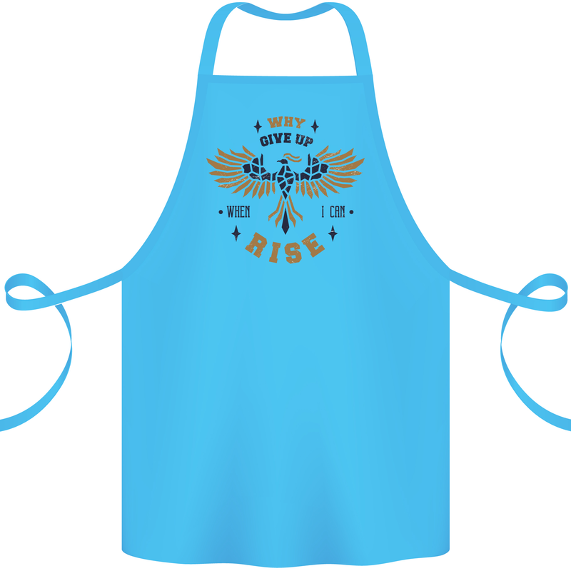 Rising Pheonix Motivational Message Quote Cotton Apron 100% Organic Turquoise