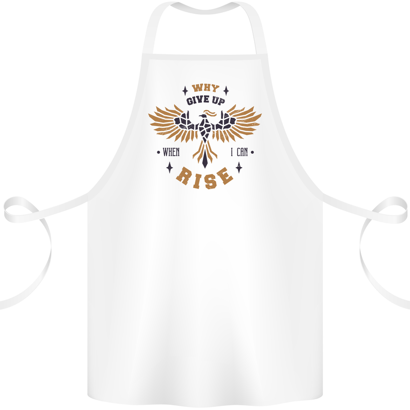 Rising Pheonix Motivational Message Quote Cotton Apron 100% Organic White