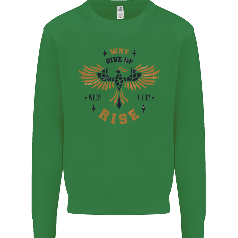 Rising Pheonix Motivational Message Quote Kids Sweatshirt Jumper Irish Green
