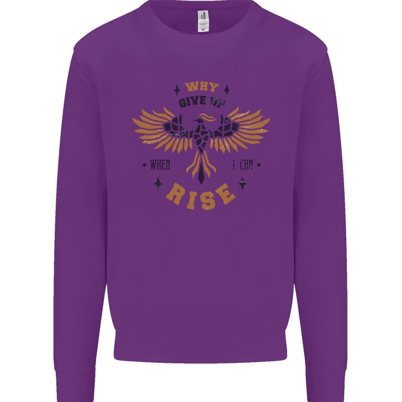 Rising Pheonix Motivational Message Quote Kids Sweatshirt Jumper Purple