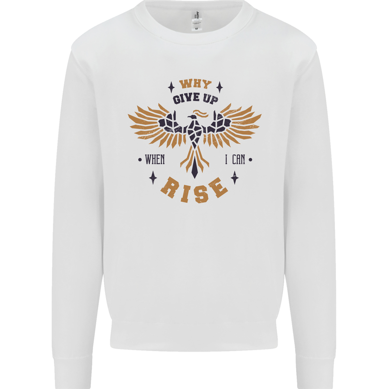 Rising Pheonix Motivational Message Quote Kids Sweatshirt Jumper White