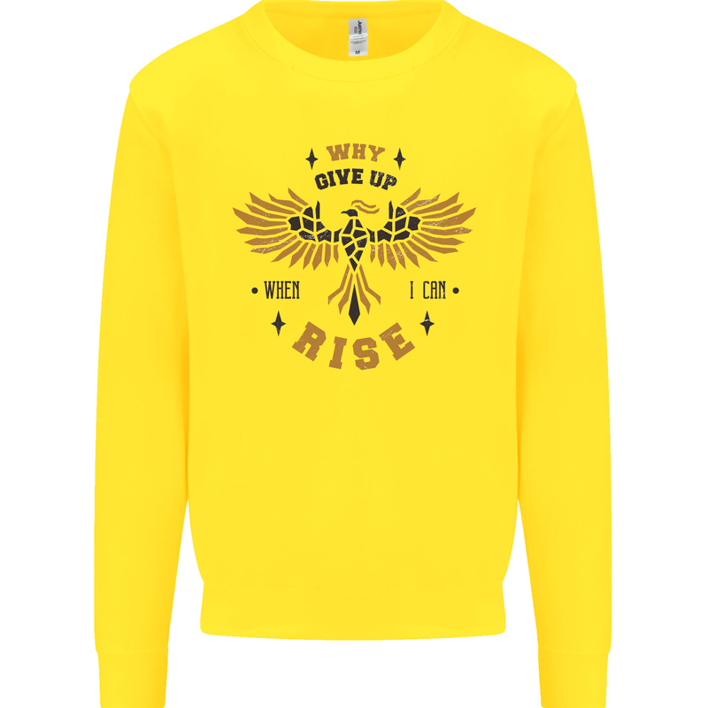 Rising Pheonix Motivational Message Quote Kids Sweatshirt Jumper Yellow