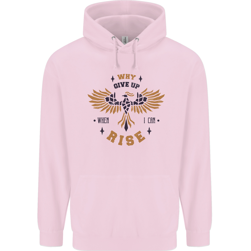 Rising Pheonix Motivational Message Quote Mens 80% Cotton Hoodie Light Pink