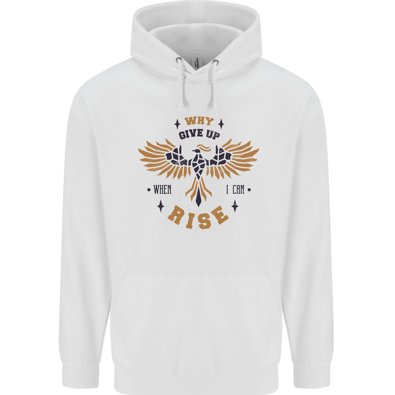 Rising Pheonix Motivational Message Quote Mens 80% Cotton Hoodie White