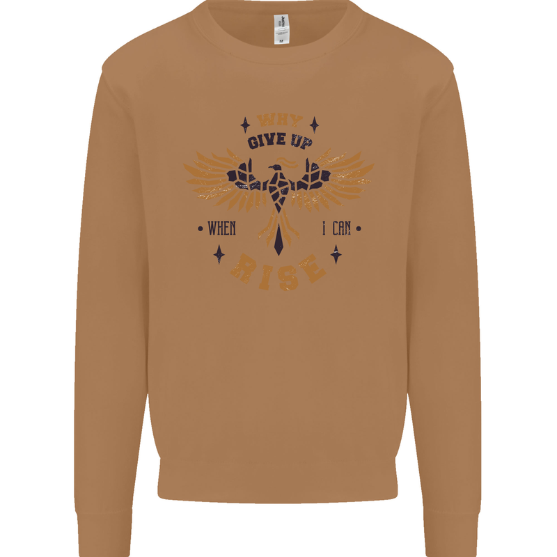 Rising Pheonix Motivational Message Quote Mens Sweatshirt Jumper Caramel Latte