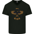 Rising Pheonix Motivational Message Quote Mens V-Neck Cotton T-Shirt Black