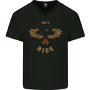 Rising Pheonix Motivational Message Quote Mens V-Neck Cotton T-Shirt Black