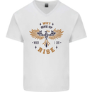 Rising Pheonix Motivational Message Quote Mens V-Neck Cotton T-Shirt White