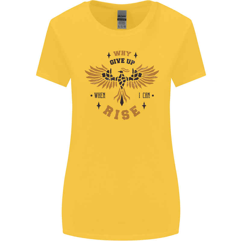 Rising Pheonix Motivational Message Quote Womens Wider Cut T-Shirt Yellow