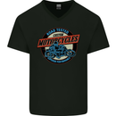 Road Tested Custom Motorcycles Biker Mens V-Neck Cotton T-Shirt Black