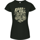 Road and Roll Motorbike Biker Motorcycle Womens Petite Cut T-Shirt Black