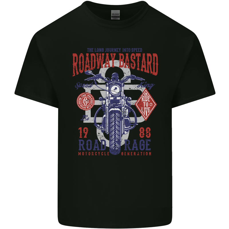 Roadway Bastard Motorcycle Biker Motorbike Kids T-Shirt Childrens Black