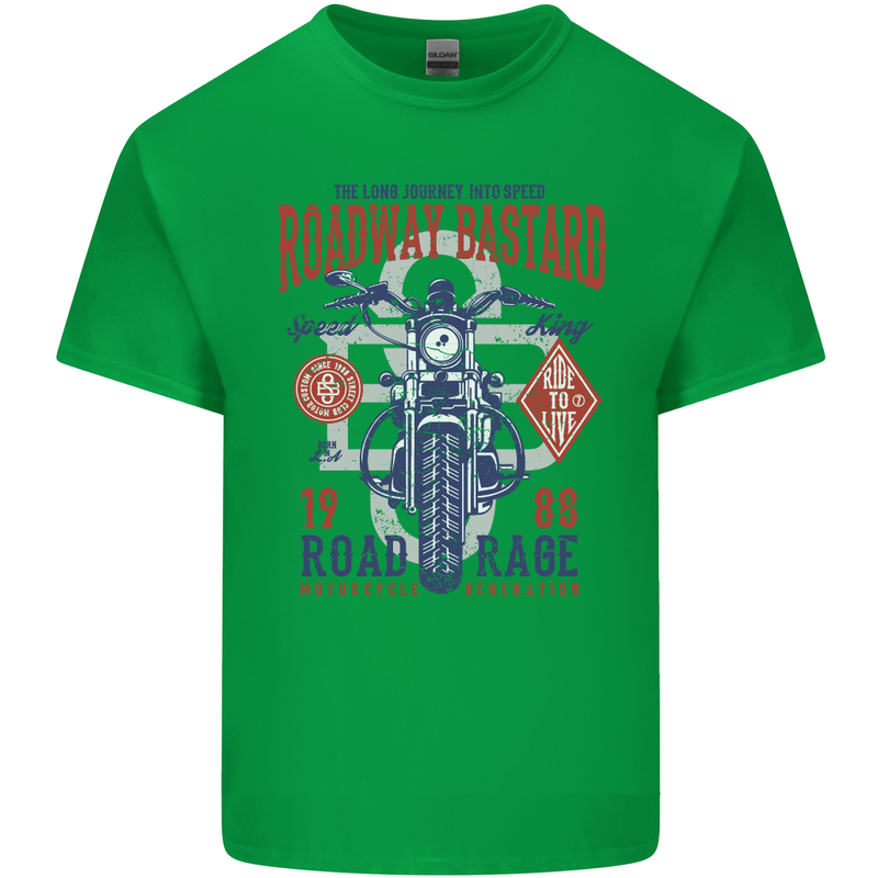Roadway Bastard Motorcycle Biker Motorbike Kids T-Shirt Childrens Irish Green
