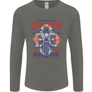 Roadway Bastard Motorcycle Biker Motorbike Mens Long Sleeve T-Shirt Charcoal