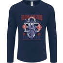 Roadway Bastard Motorcycle Biker Motorbike Mens Long Sleeve T-Shirt Navy Blue