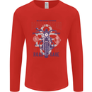 Roadway Bastard Motorcycle Biker Motorbike Mens Long Sleeve T-Shirt Red