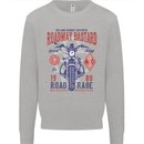 Roadway Bastard Motorcycle Biker Motorbike Mens Sweatshirt Jumper Sports Grey