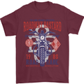 Roadway Bastard Motorcycle Biker Motorbike Mens T-Shirt Cotton Gildan Maroon