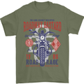 Roadway Bastard Motorcycle Biker Motorbike Mens T-Shirt Cotton Gildan Military Green