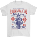 Roadway Bastard Motorcycle Biker Motorbike Mens T-Shirt Cotton Gildan White