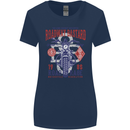 Roadway Bastard Motorcycle Biker Motorbike Womens Wider Cut T-Shirt Navy Blue