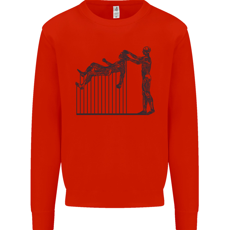 Robot Maintenance AI Futuristic SC-FI Kids Sweatshirt Jumper Bright Red