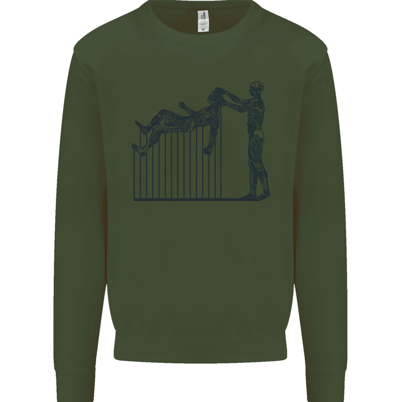 Robot Maintenance AI Futuristic SC-FI Kids Sweatshirt Jumper Forest Green