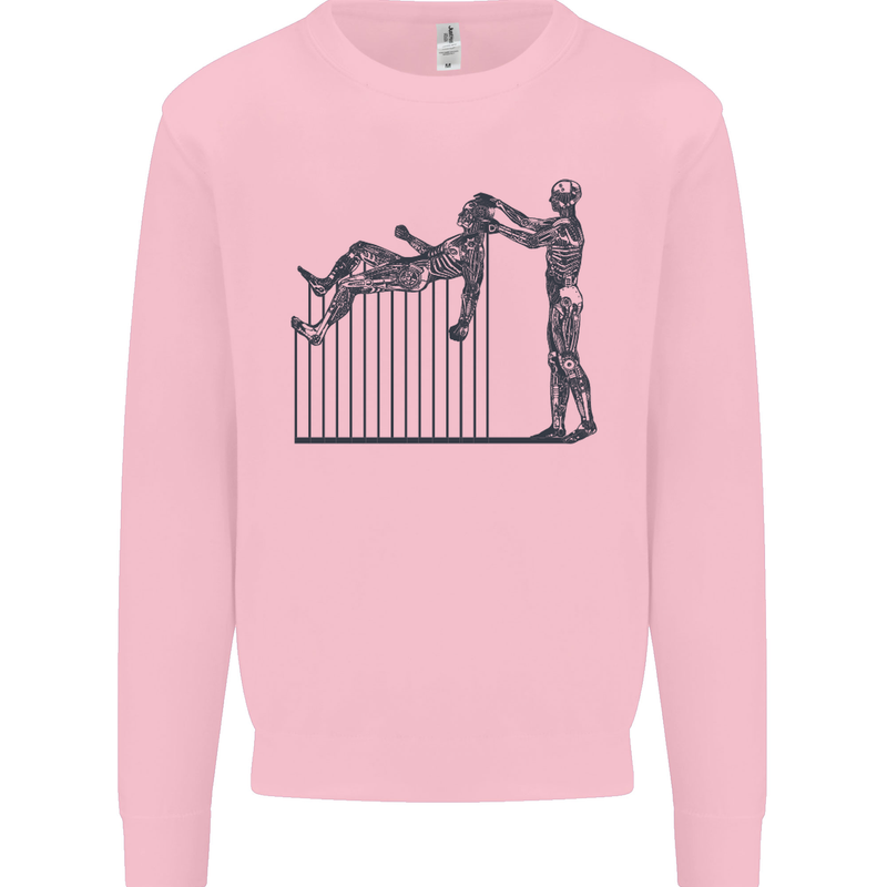 Robot Maintenance AI Futuristic SC-FI Kids Sweatshirt Jumper Light Pink