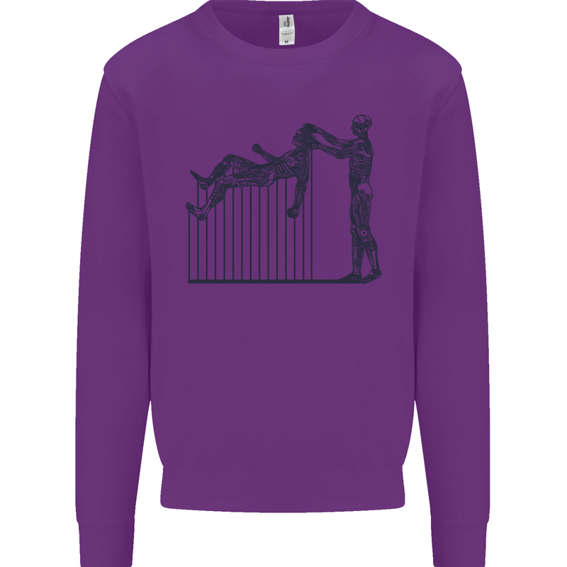 Robot Maintenance AI Futuristic SC-FI Kids Sweatshirt Jumper Purple