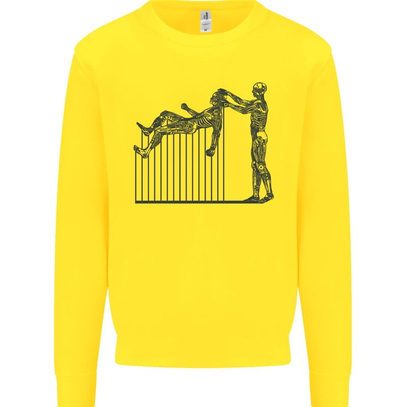 Robot Maintenance AI Futuristic SC-FI Kids Sweatshirt Jumper Yellow