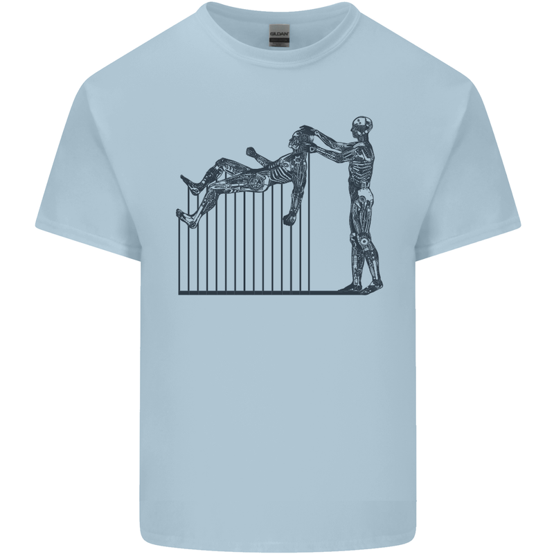 Robot Maintenance AI Futuristic SC-FI Mens Cotton T-Shirt Tee Top Light Blue