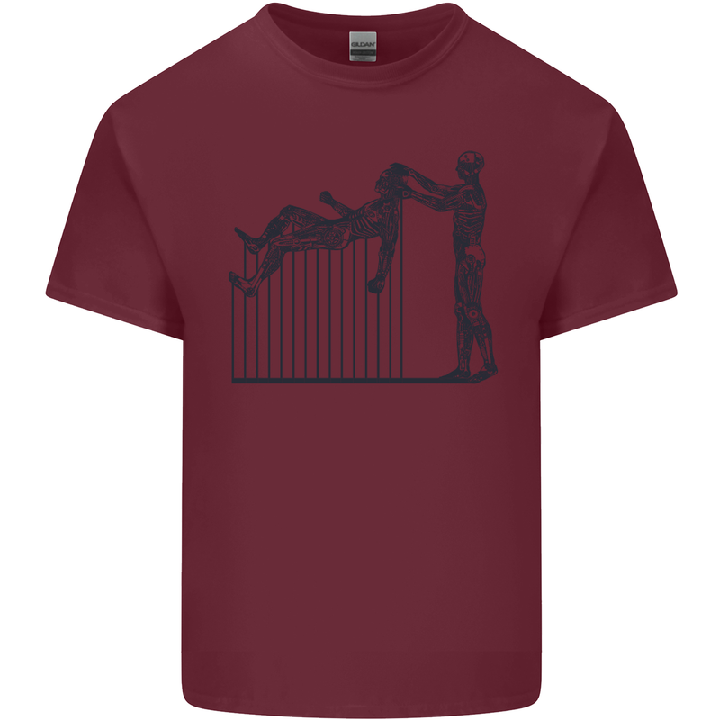 Robot Maintenance AI Futuristic SC-FI Mens Cotton T-Shirt Tee Top Maroon