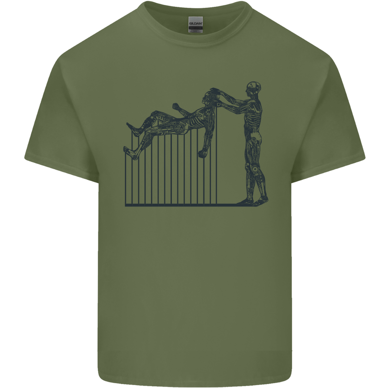 Robot Maintenance AI Futuristic SC-FI Mens Cotton T-Shirt Tee Top Military Green