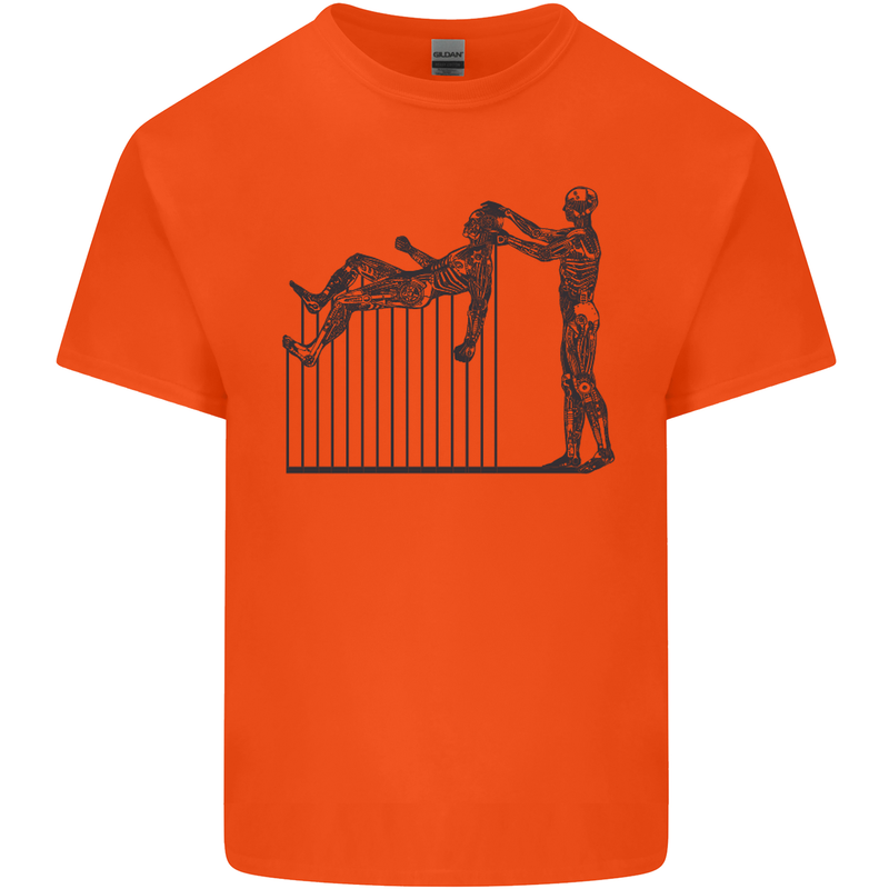 Robot Maintenance AI Futuristic SC-FI Mens Cotton T-Shirt Tee Top Orange