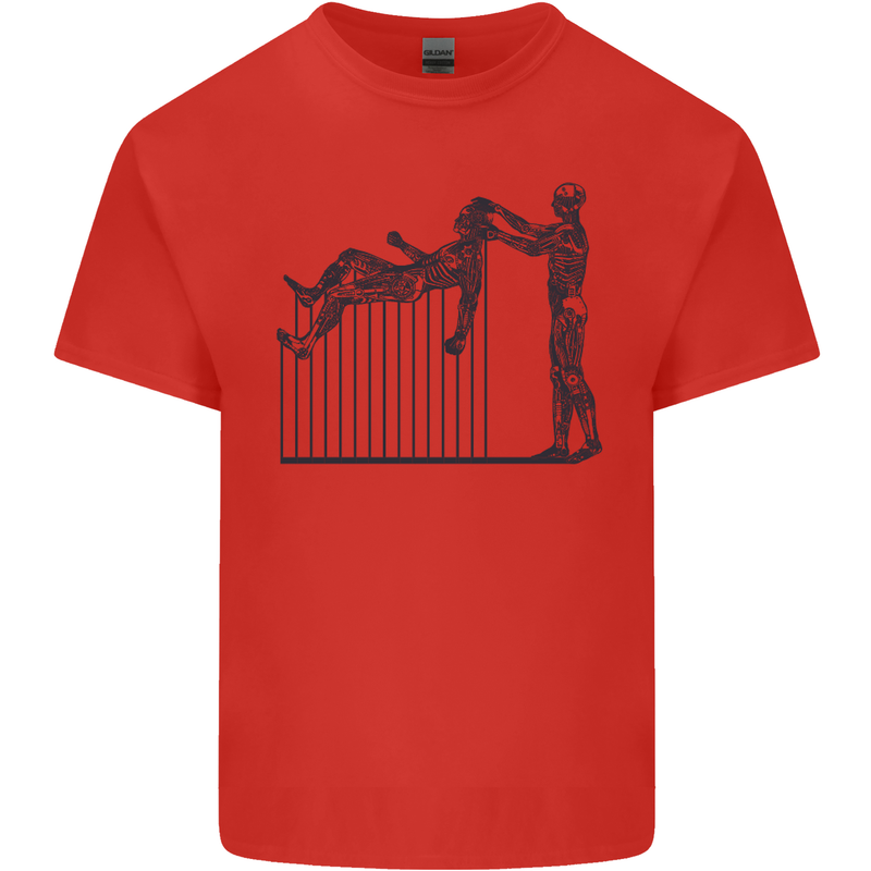 Robot Maintenance AI Futuristic SC-FI Mens Cotton T-Shirt Tee Top Red