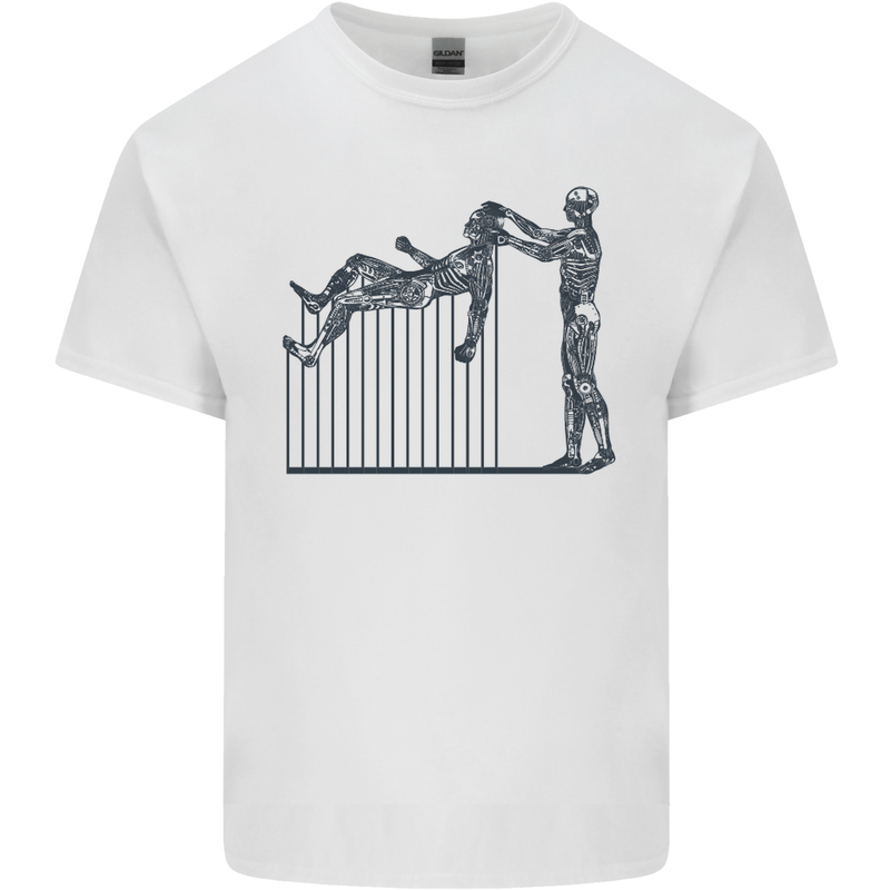 Robot Maintenance AI Futuristic SC-FI Mens Cotton T-Shirt Tee Top White