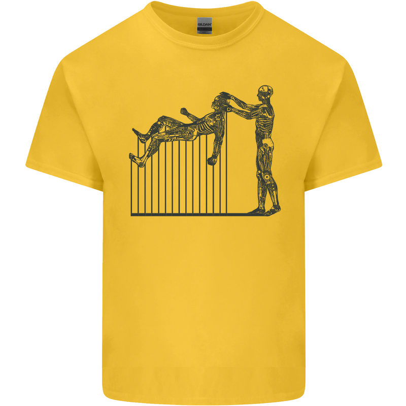 Robot Maintenance AI Futuristic SC-FI Mens Cotton T-Shirt Tee Top Yellow