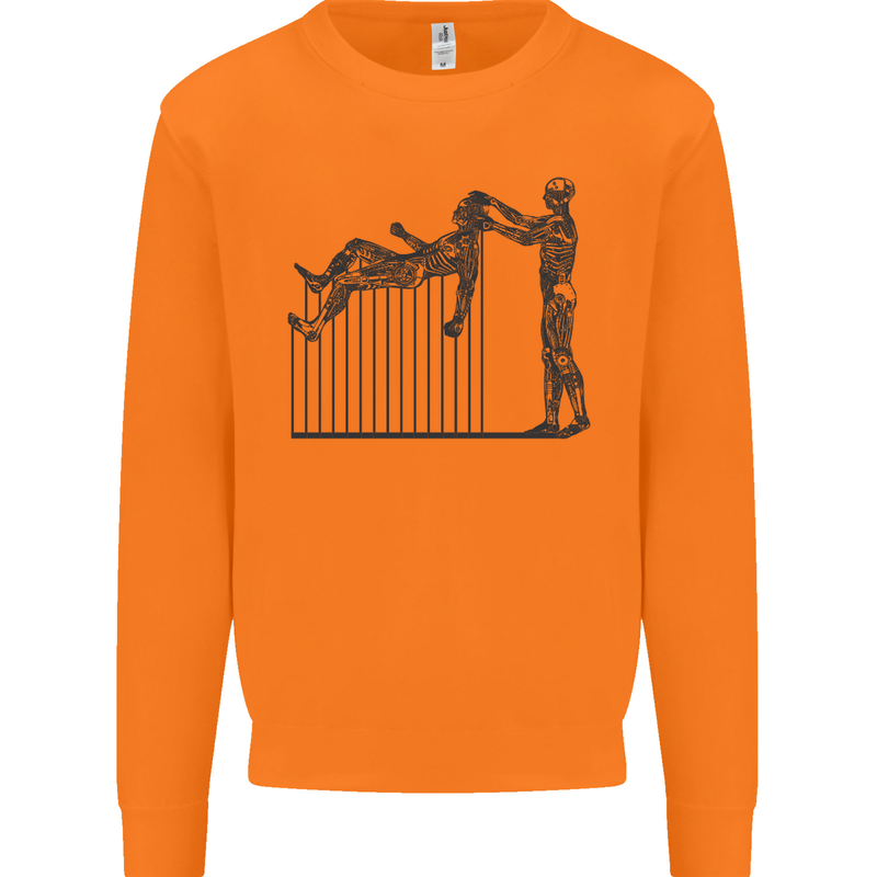 Robot Maintenance AI Futuristic SC-FI Mens Sweatshirt Jumper Orange