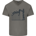 Robot Maintenance AI Futuristic SC-FI Mens V-Neck Cotton T-Shirt Charcoal