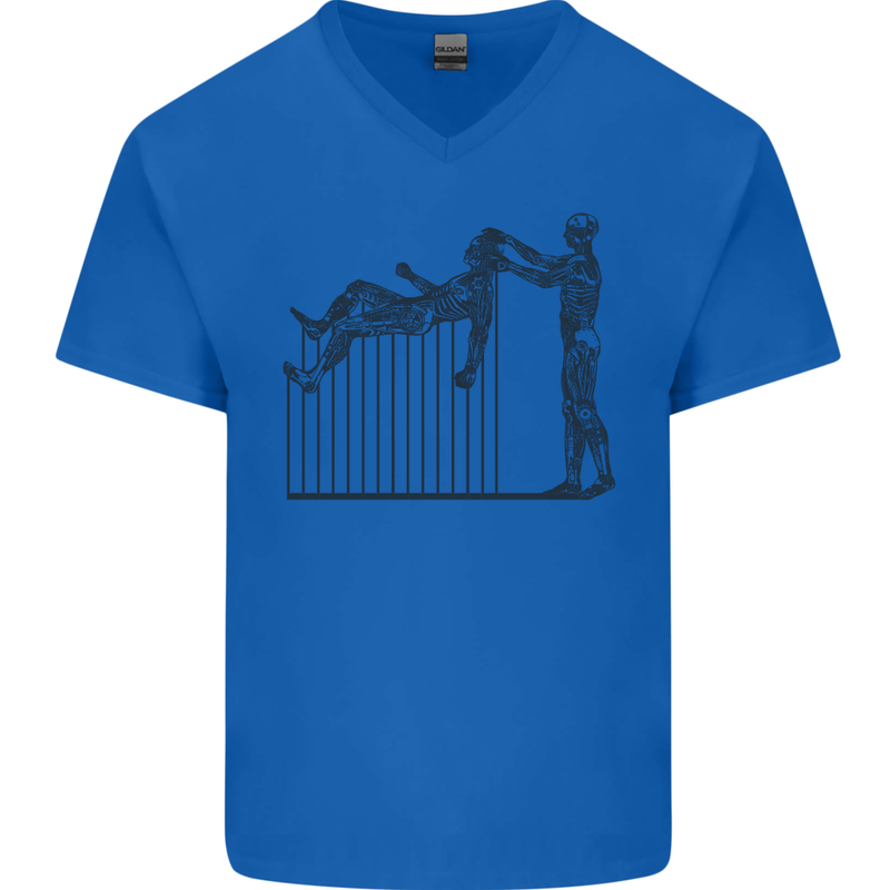 Robot Maintenance AI Futuristic SC-FI Mens V-Neck Cotton T-Shirt Royal Blue