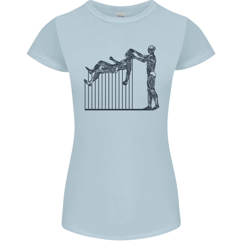 Robot Maintenance AI Futuristic SC-FI Womens Petite Cut T-Shirt Light Blue