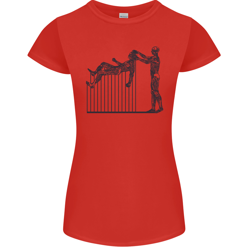 Robot Maintenance AI Futuristic SC-FI Womens Petite Cut T-Shirt Red