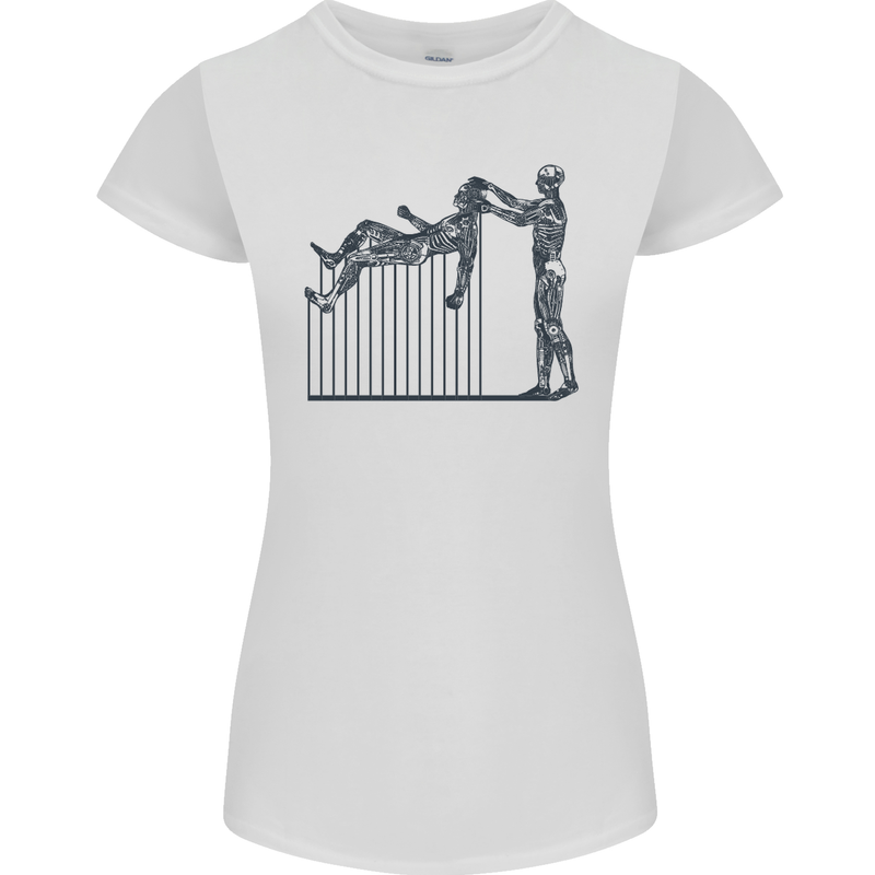 Robot Maintenance AI Futuristic SC-FI Womens Petite Cut T-Shirt White